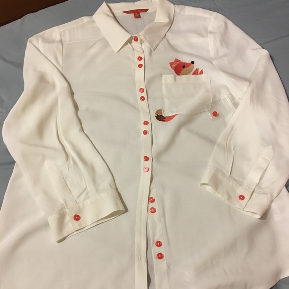 🦊🆕MODCLOTH EMBROIDERED FOX🦊 WOMEN SHIRT - Picture 4 of 8